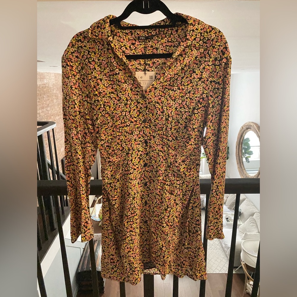 NWT Zara Floral Long Sleeve Mini Dress